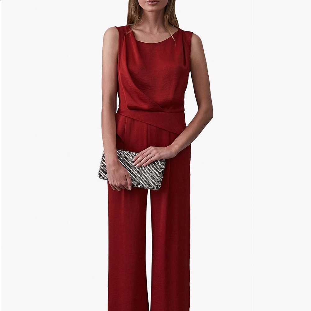 NWT Reiss Wide Leg Crossback Jumpsuit Sz 8